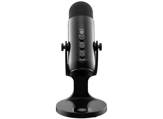 JMARY MC-PW8 Condenser Microphone USB Desktop Mic with Real-time Monitoring - Black